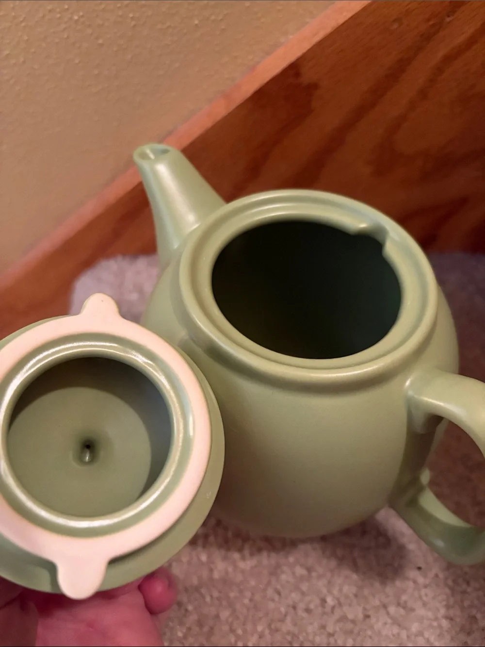 Vintage Chantal .7 liter Sage Green Ceramic Teapot with Vented Lid EUC